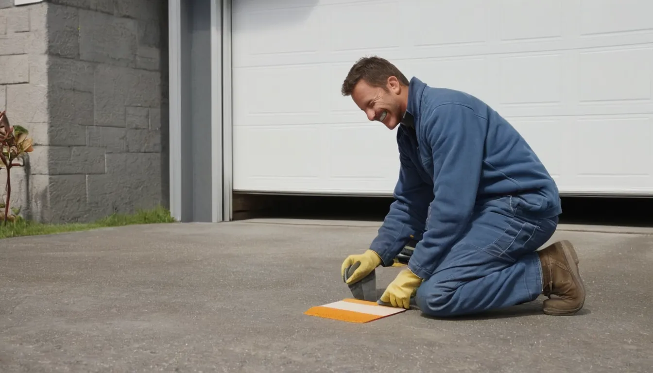 A provider checking a concrete garage floor in the Clermont area